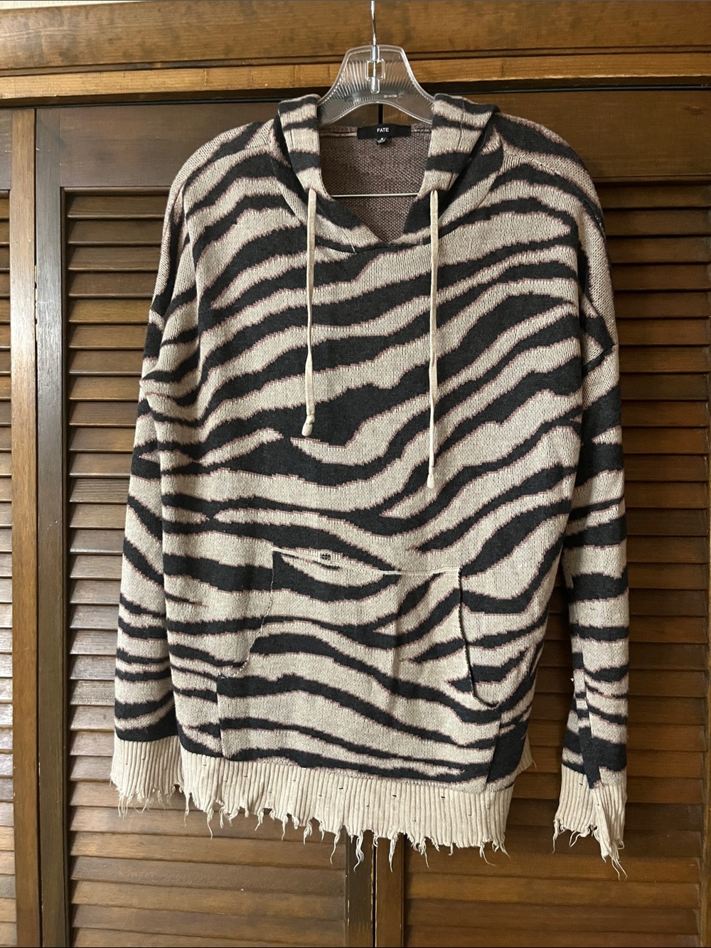 FATE Zebra Print Hooded Sweater